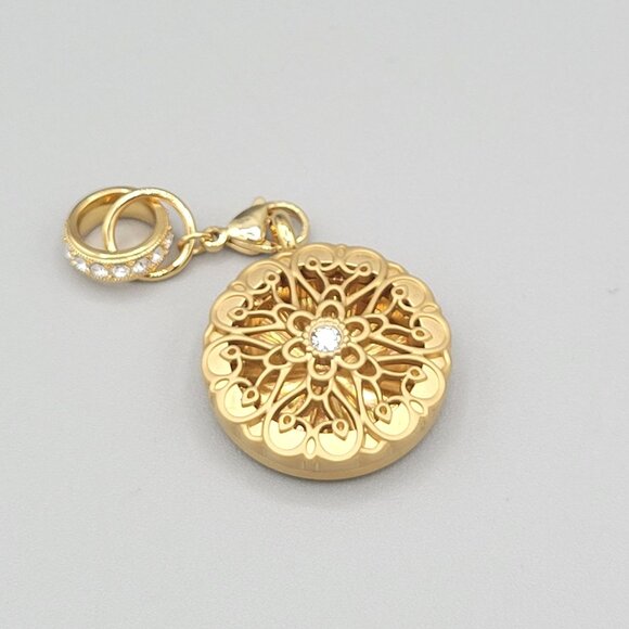 Origami Owl Locket Pendant Rhinestone Filigree Design Double Ring Charm - Picture 1 of 7